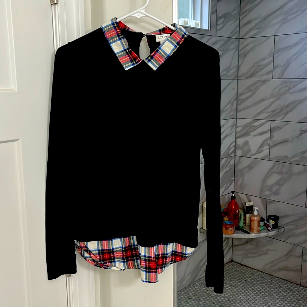 Women’s Jcrew sweater with shirt sown in